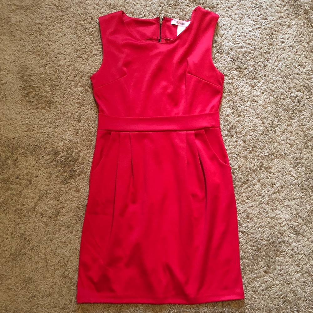 ROSEBUD Red Pleated waist Dress w/ pockets